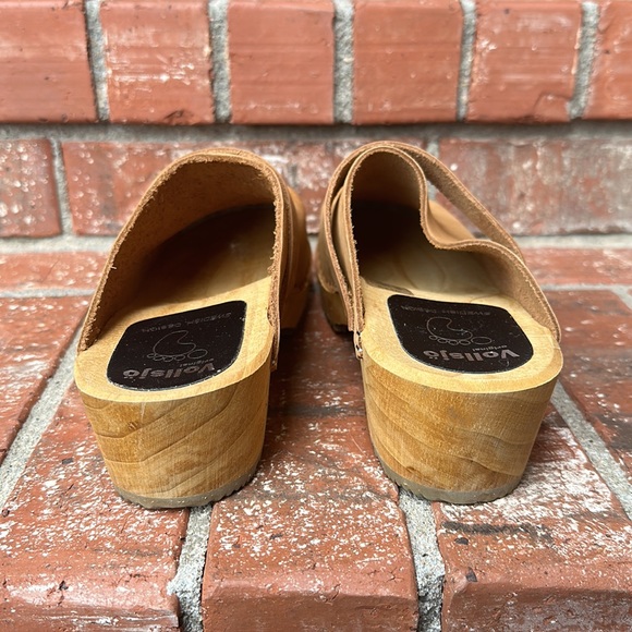 Vollsjo Women's Genuine Leather Suede Wooden Clogs in Light Brown Size 38 - Picture 4 of 11